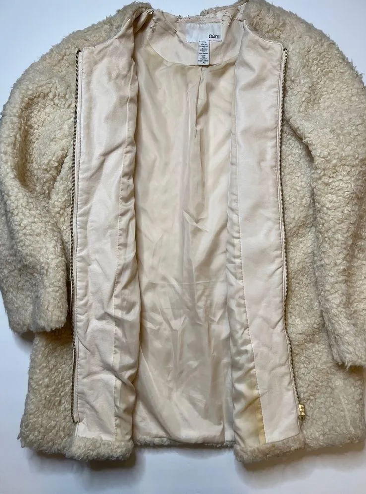 Bar III Creamy Vanilla Teddy Bear Zip-up Jacket Coat Sz XXL - Image 2