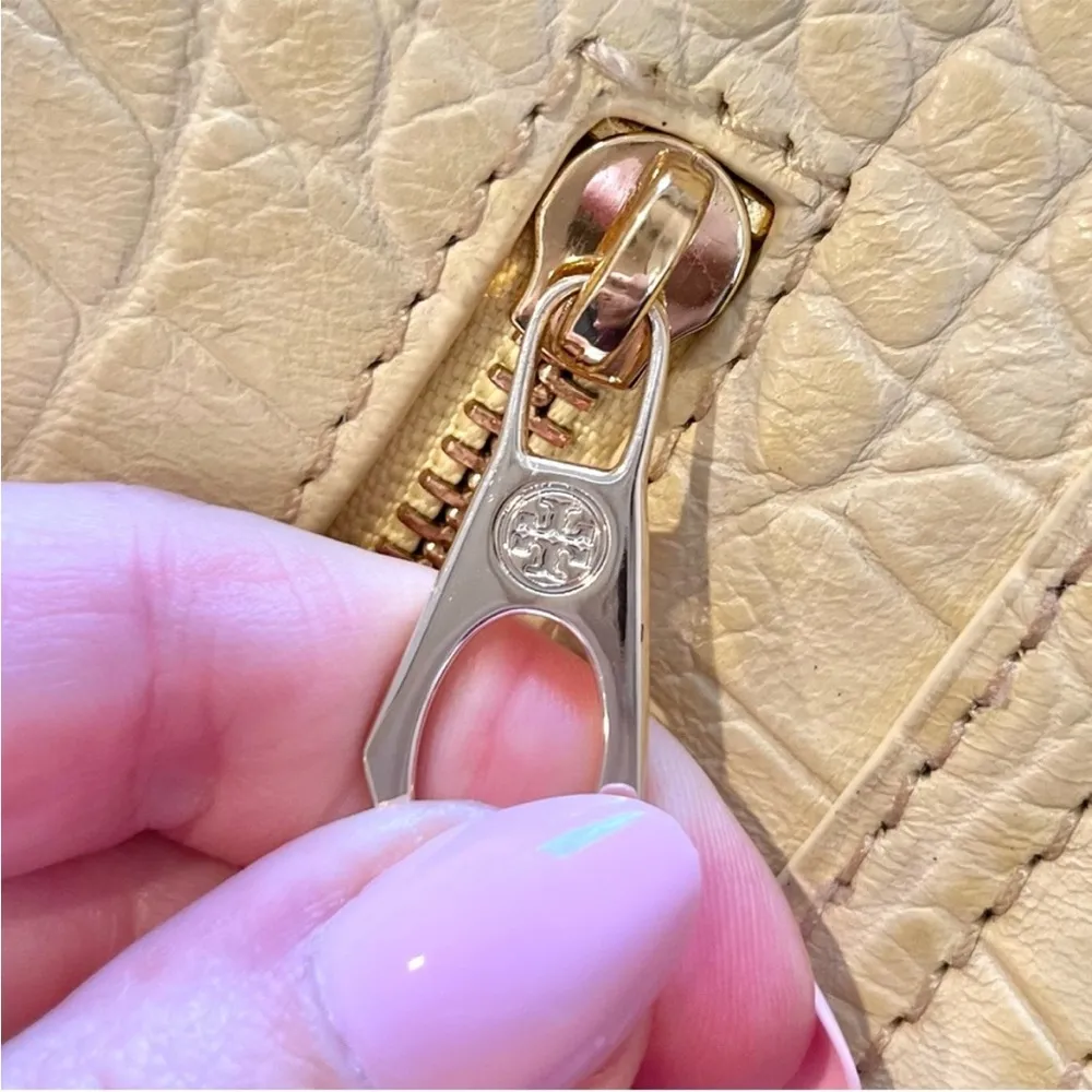 Tory Burch 797 Medium Yellow Croc Embossed 2-Way Bag - Image 13