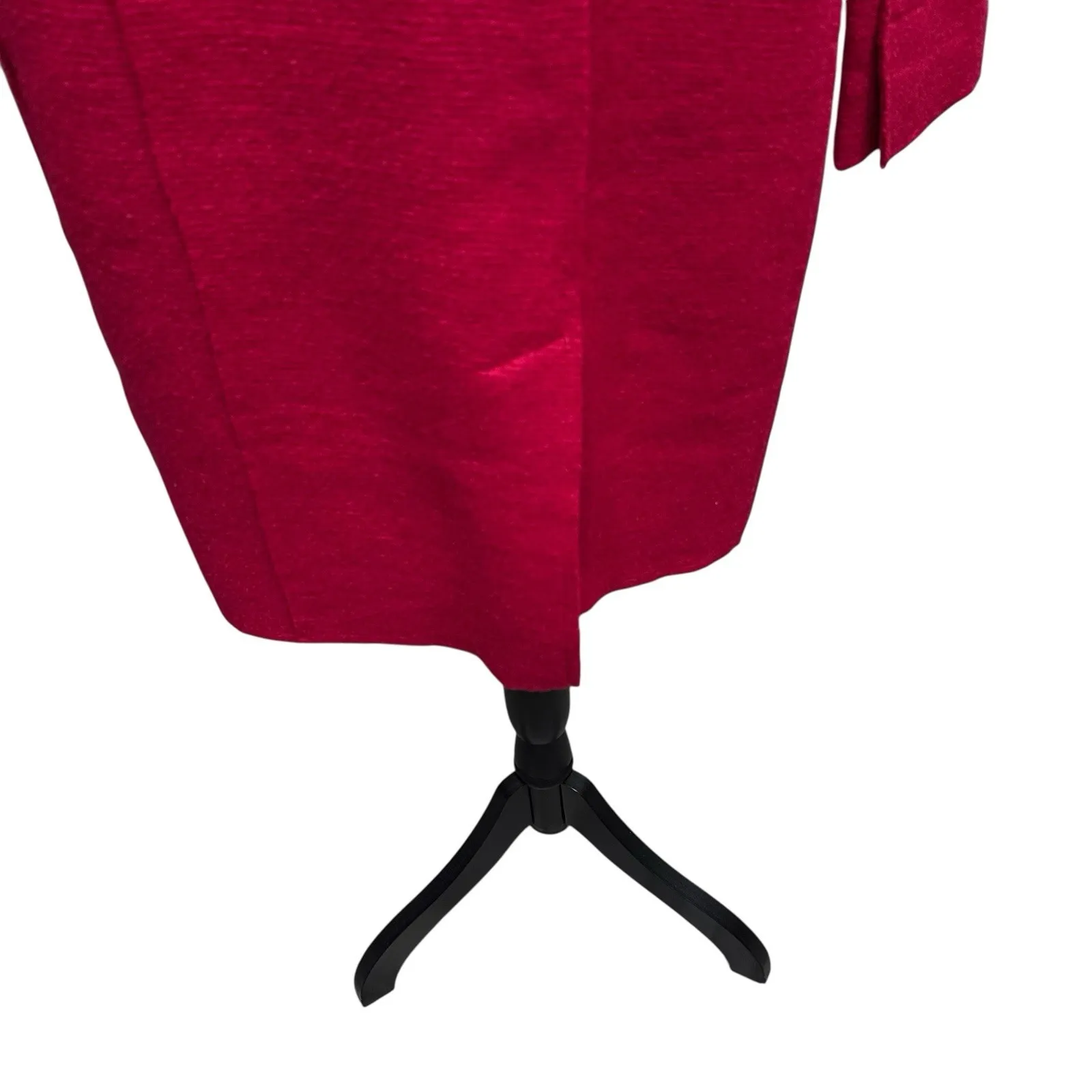 Chico's Red Lightweight Wool Blend Trench Peacoat Over Coat Jacket Size 1 Medium - Image 7