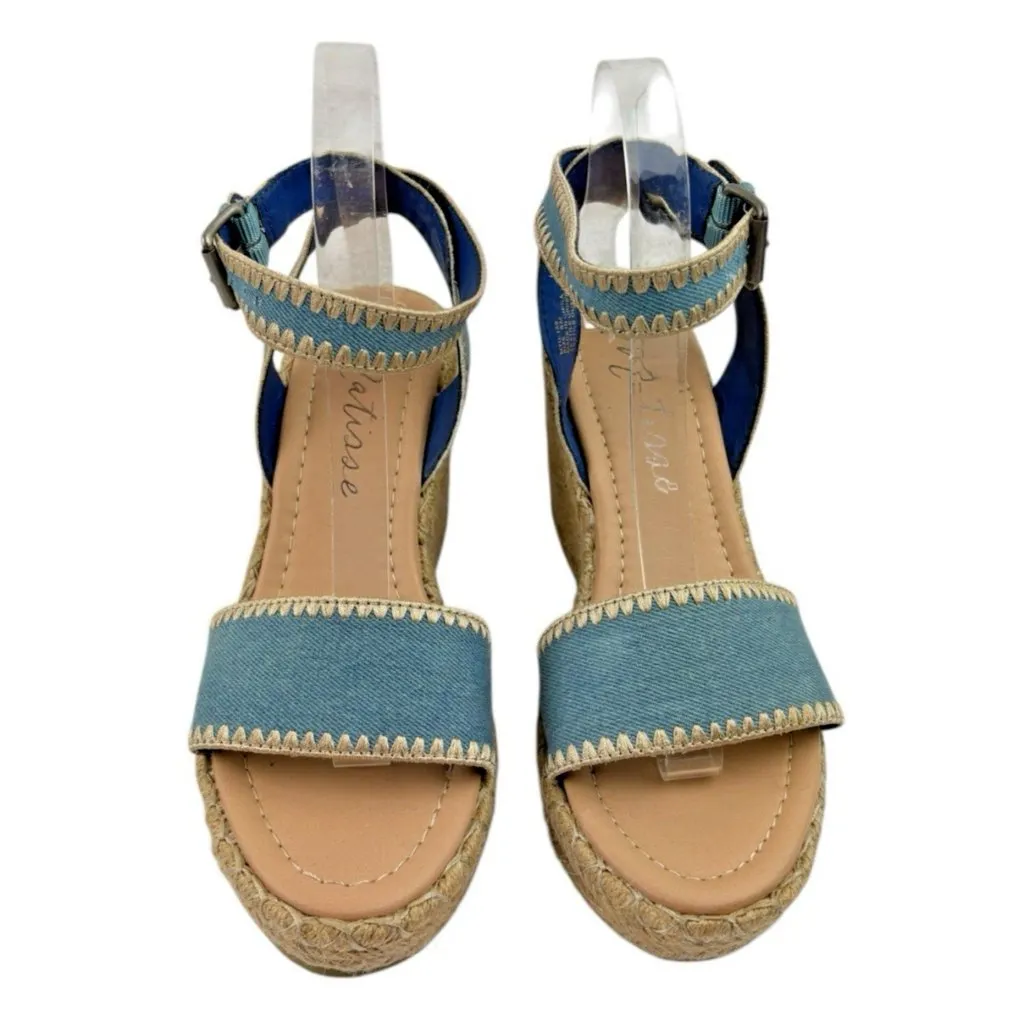 *Matisse Espadrille Wedge Sandals Womens 8 Blue Denim Ankle Boho Festival Summer - Image 2