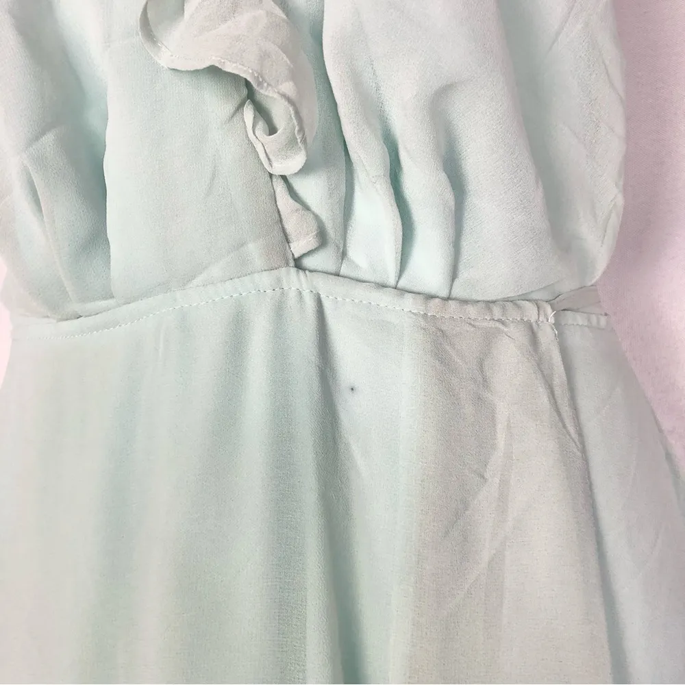 BooHoo Light Blue Chiffon Wrap Formal Maxi Dress 6 - Image 20