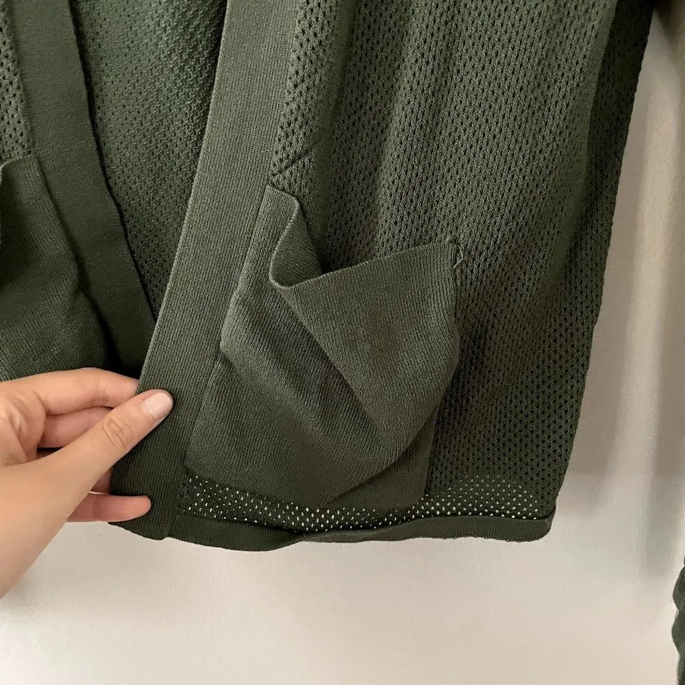 Alfani green 3/4 sleeves cardigan sweater pockets rayon nylon comfortable knit - Image 3