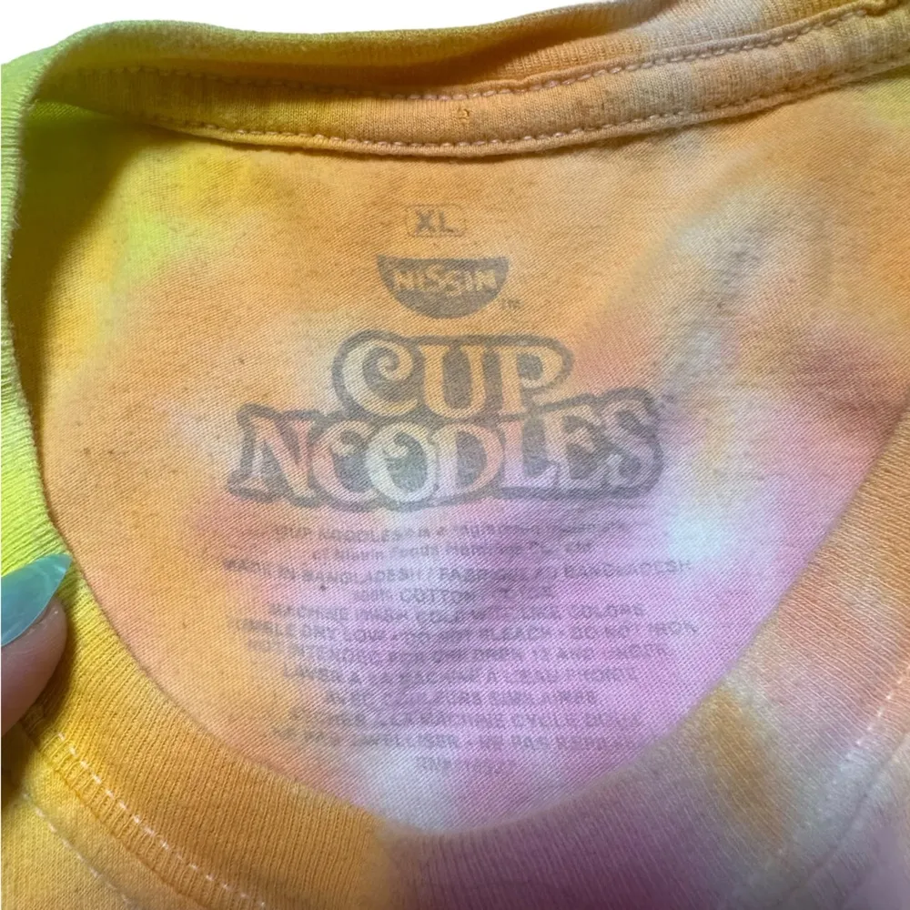 Handcrafted Tie Dye Super Soft Ramen Cup Noodles Graphic Tee Shirt XL Pink - Image 5