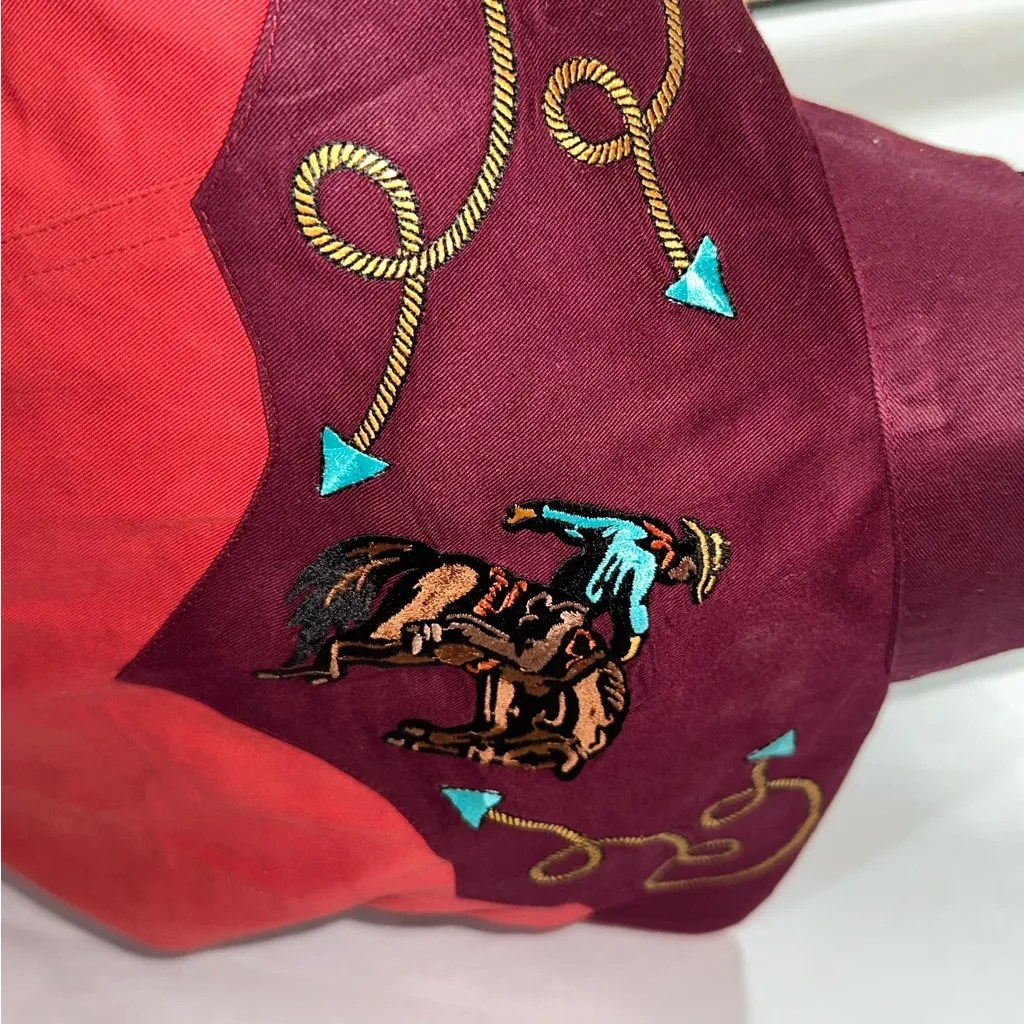 Rock & Roll Cowgirl Western Shirt Medium Bucking Bronco Embroidery Pearl Snap - Image 4