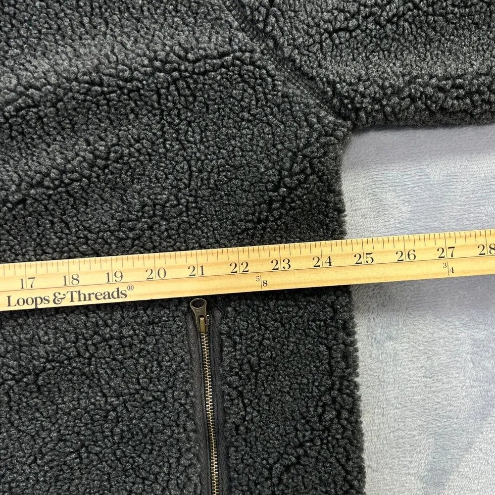 Old Navy Teddy Sherpa Lined Fleece Jacket‎ Mens XL Dark Gray Mock Neck Full-Zip - Image 10