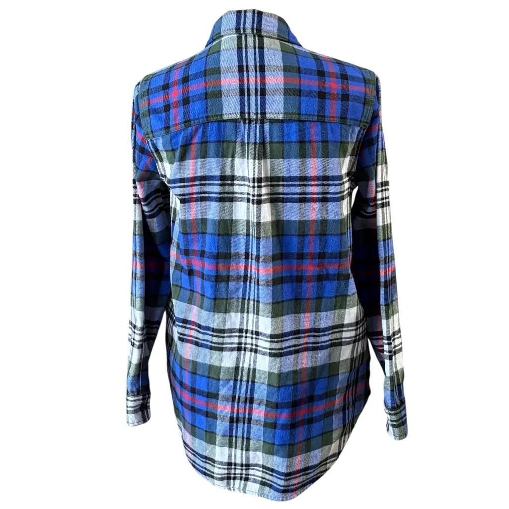 Madewell Flannel Ex-Boyfriend Button-Down Shirt Larchmont Plaid Shirt Size Small - Image 5