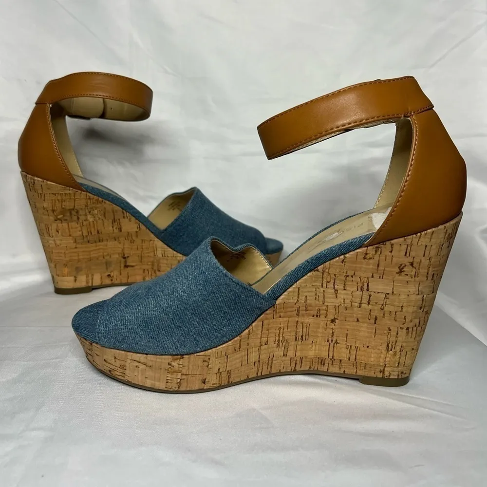 Marc Fisher Wander Denim Cork Wedges 7 - Image 4