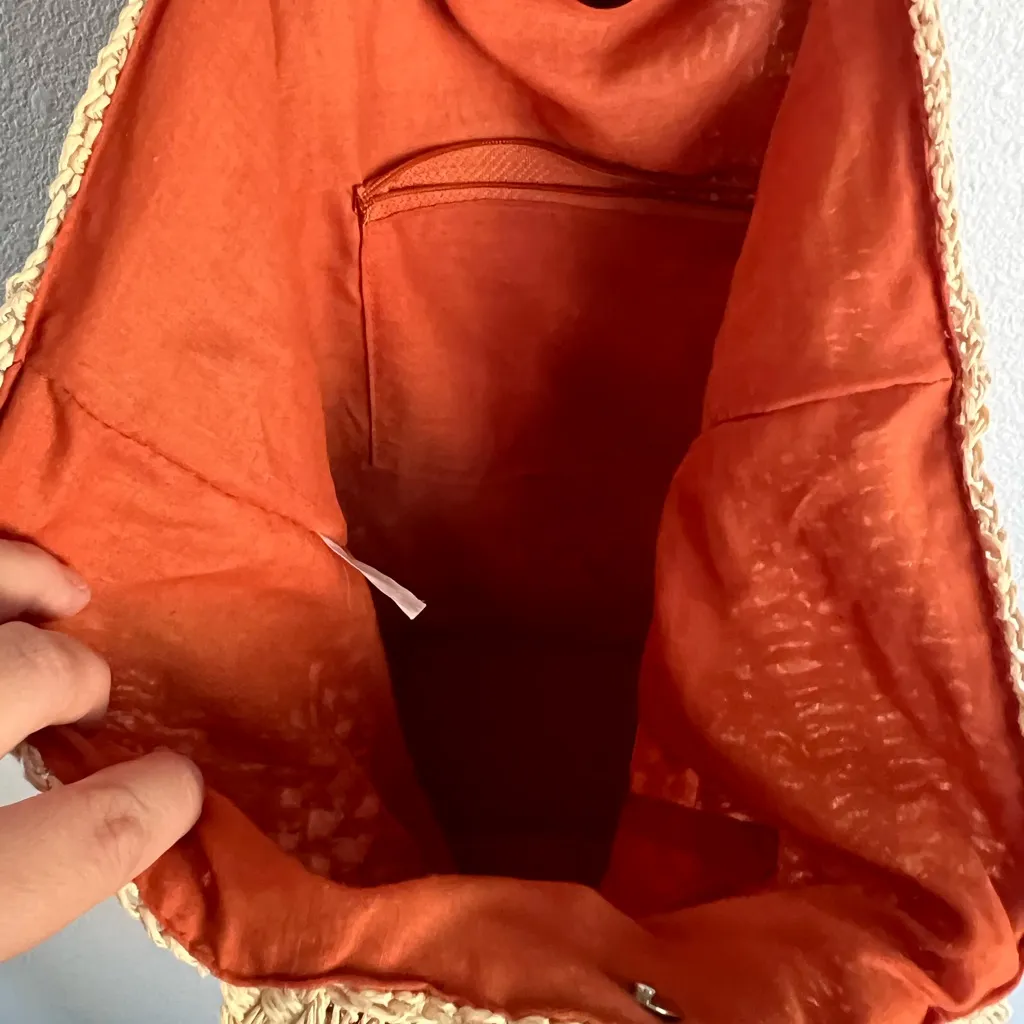 Vintage Capelli Straw Tote Bag Fish Beachy Coastal Ocean Vacation Boho Knit Tan - Image 13