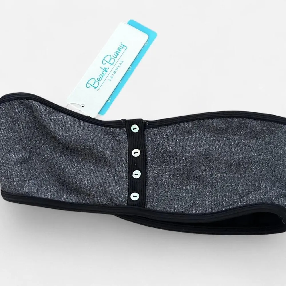 Beach Bunny Presley Off Shoulder Bikini Bralette Gray Button Down top SM/M NEW - Image 3