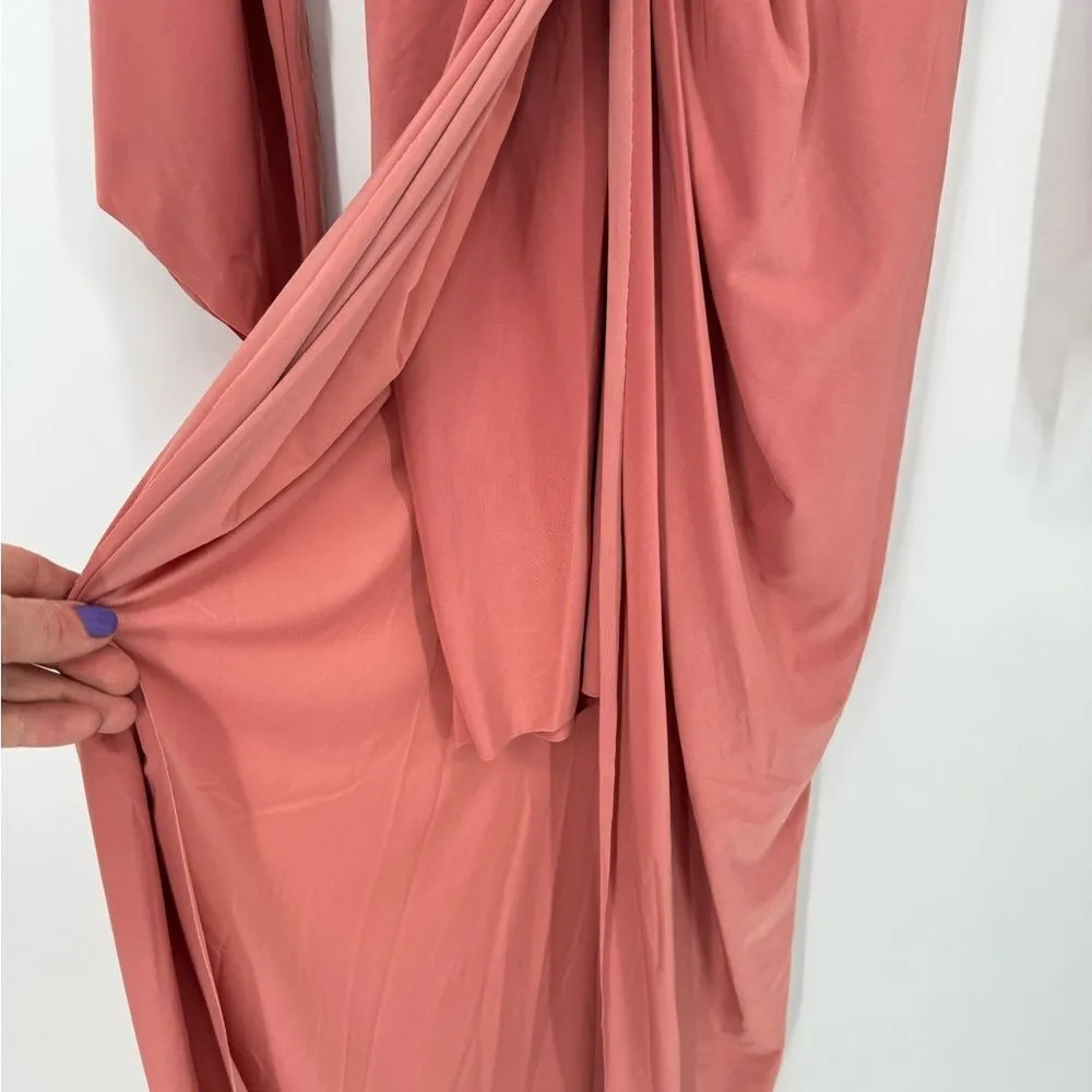 NWT Misa Los Angeles Teget Twisted Maxi Dress Pink Long Sleeve‎ Plunge Small - Image 9