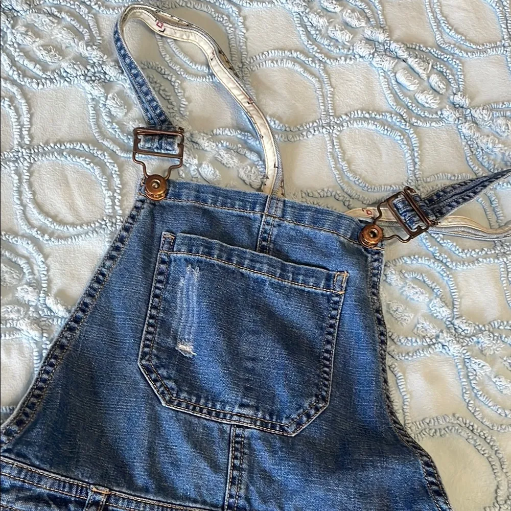 Denim Distressed Overalls - Image 2