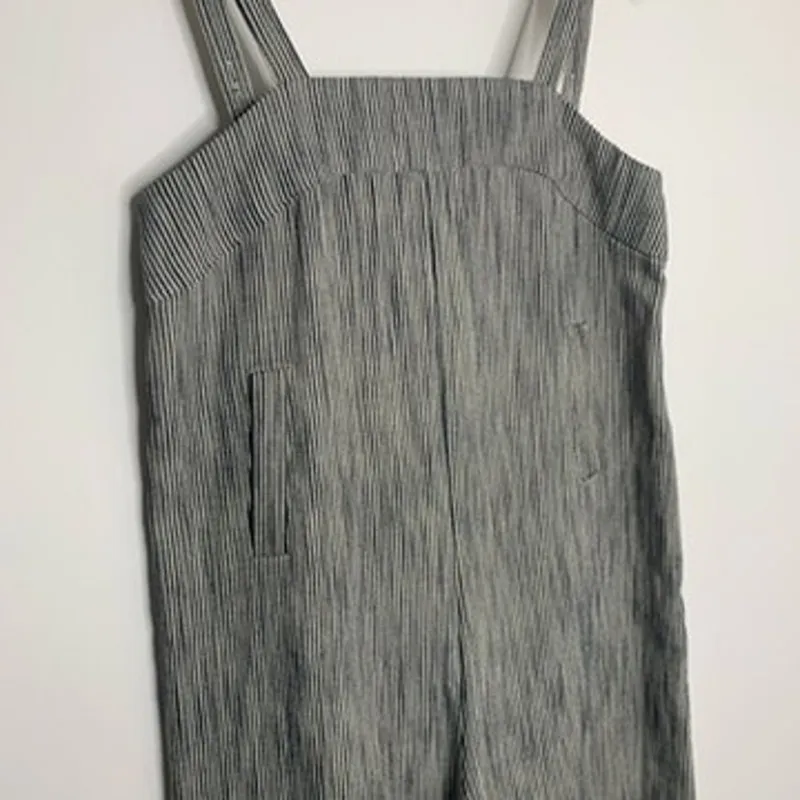 YMC Lodge Cotton Linen Striped Jumpsuit Navy Womens Size XS White - Image 7