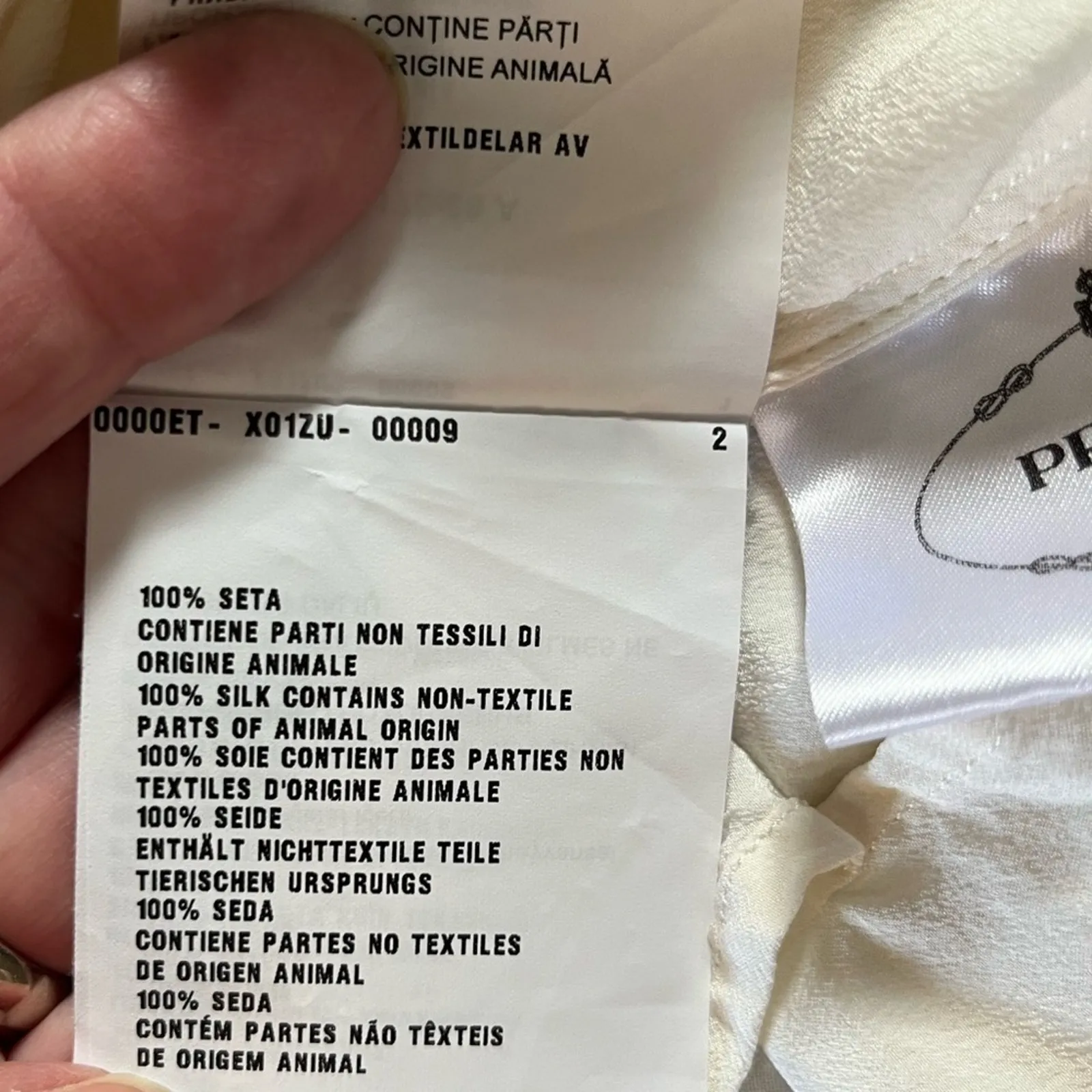 Prada Ivory Silk Blouse Black Piping Button Front Long Sleeve IT 44 US 8 - Image 8