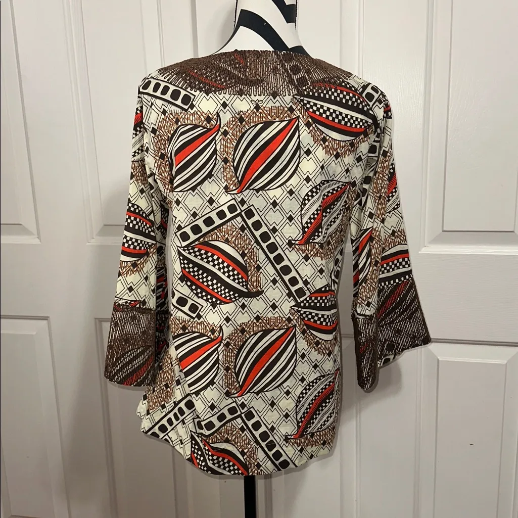 Anya Hindmarch Brown and Red Patterned Tunic Size M - Image 4