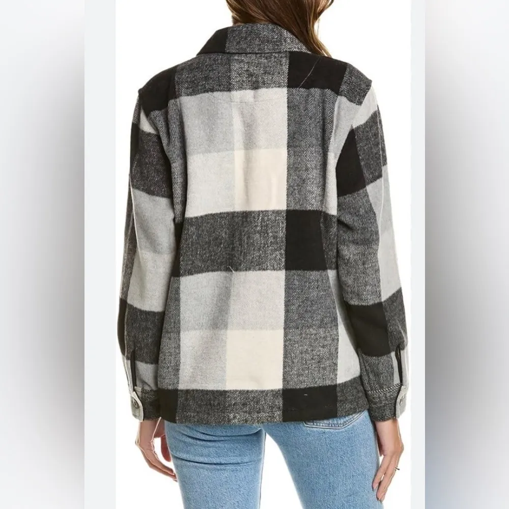 NWT Onia Blanket Shacket Buffalo Plaid Shacket Black & Off-White Shirt Jacket M - Image 2