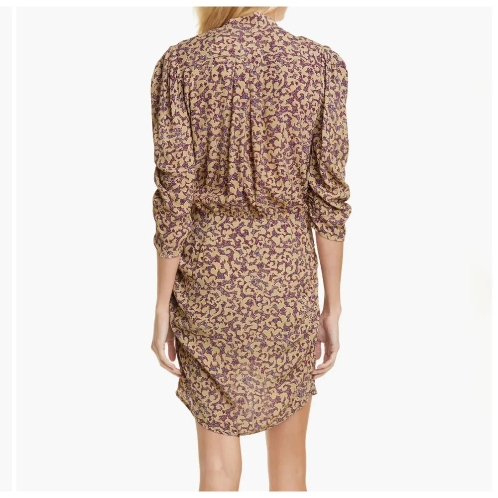 BA&SH Bash Crystal Ruched Floral Print Crepe Mini Dress Size M - Image 6