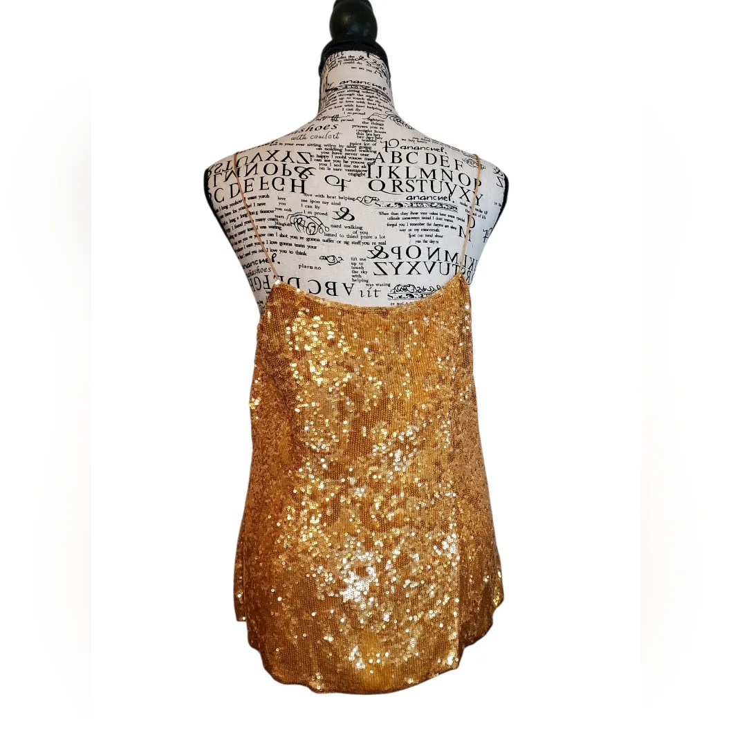 J.Crew Collection Amber Gold Sequin Silk Camisole Top Size 8 - Image 3