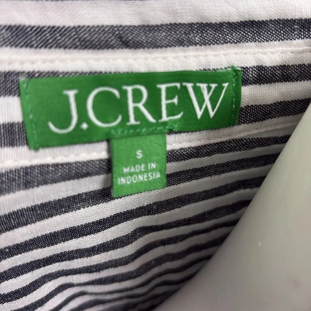 J. Crew Classic Fit Beach Shirt In Striped Linen Cotton Blend Tunic Lagenlook S White - Image 11