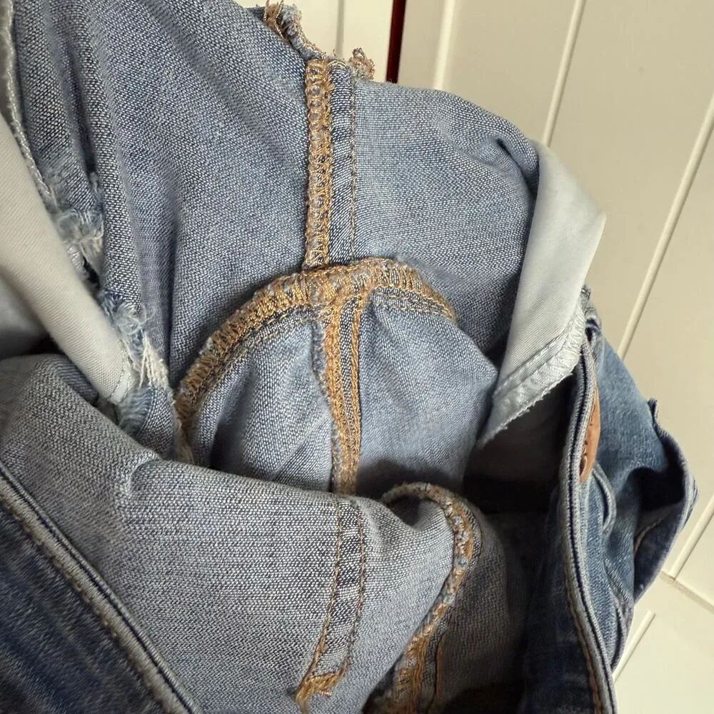 American Eagle Womens Jeans Sz 2 Hi Rise Jegging Light Blue Distressed Destroyed - Image 8