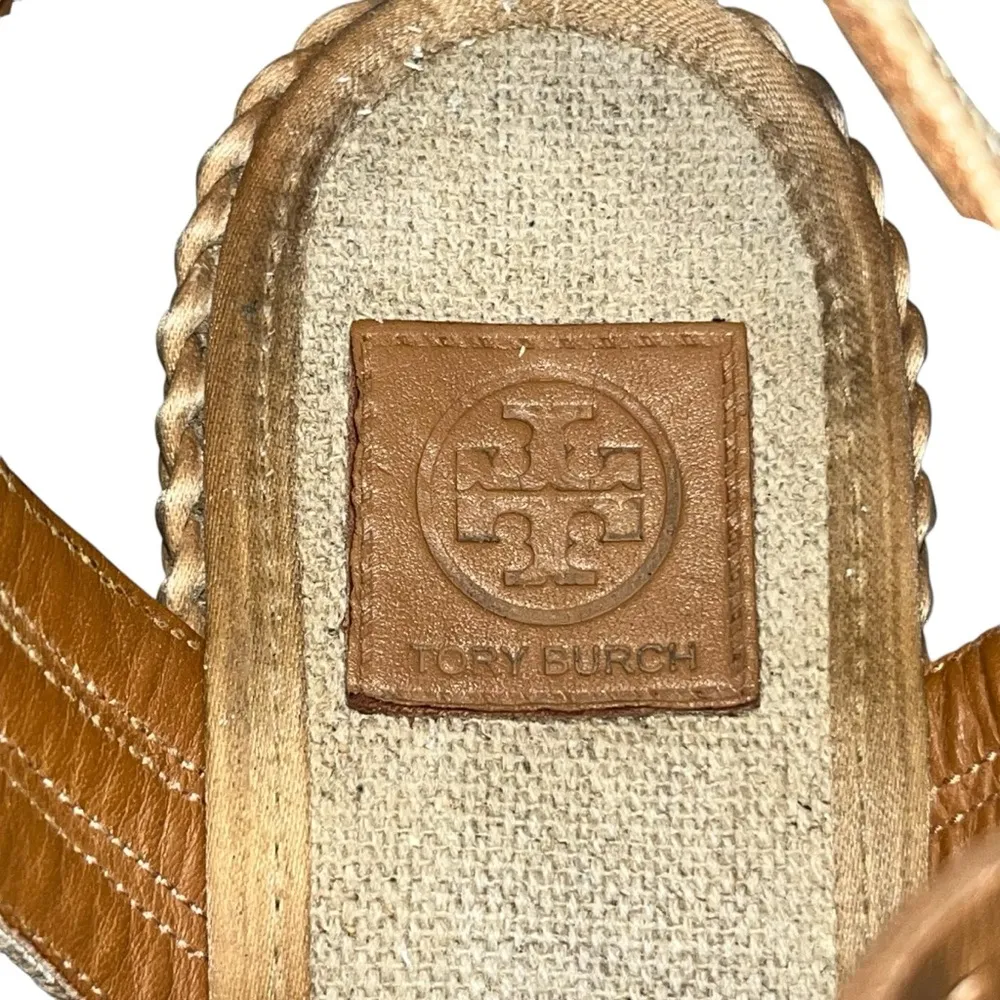 Tory Burch Solemar Basket Weave Espadrille Platform Wedge Sandals size 8.5 - Image 7