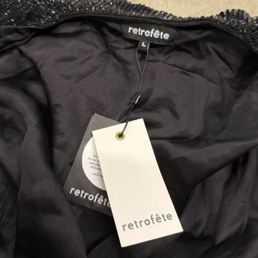 Retrofête Gabrielle Sequin Robe Dress in black Size L - Image 7