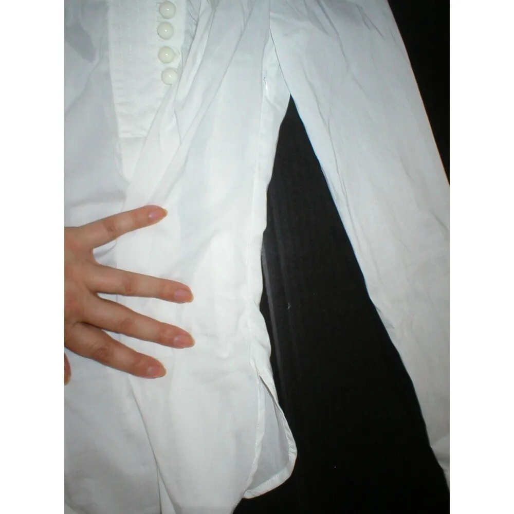 New Womens NWT Designer PF Paola Frani Top Blouse 6 White Italy 42 Work Buttons - Image 4