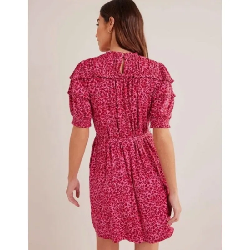 Boden Yoke Jersey Mini Dress Gin Fizz Abstract Vine Size 12R Pink - Image 4