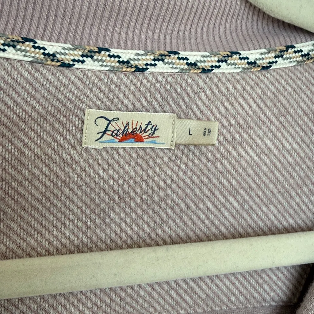Faherty Legend Lounge Full Zip Jacket Sweatshirt Pink Large - Image 4