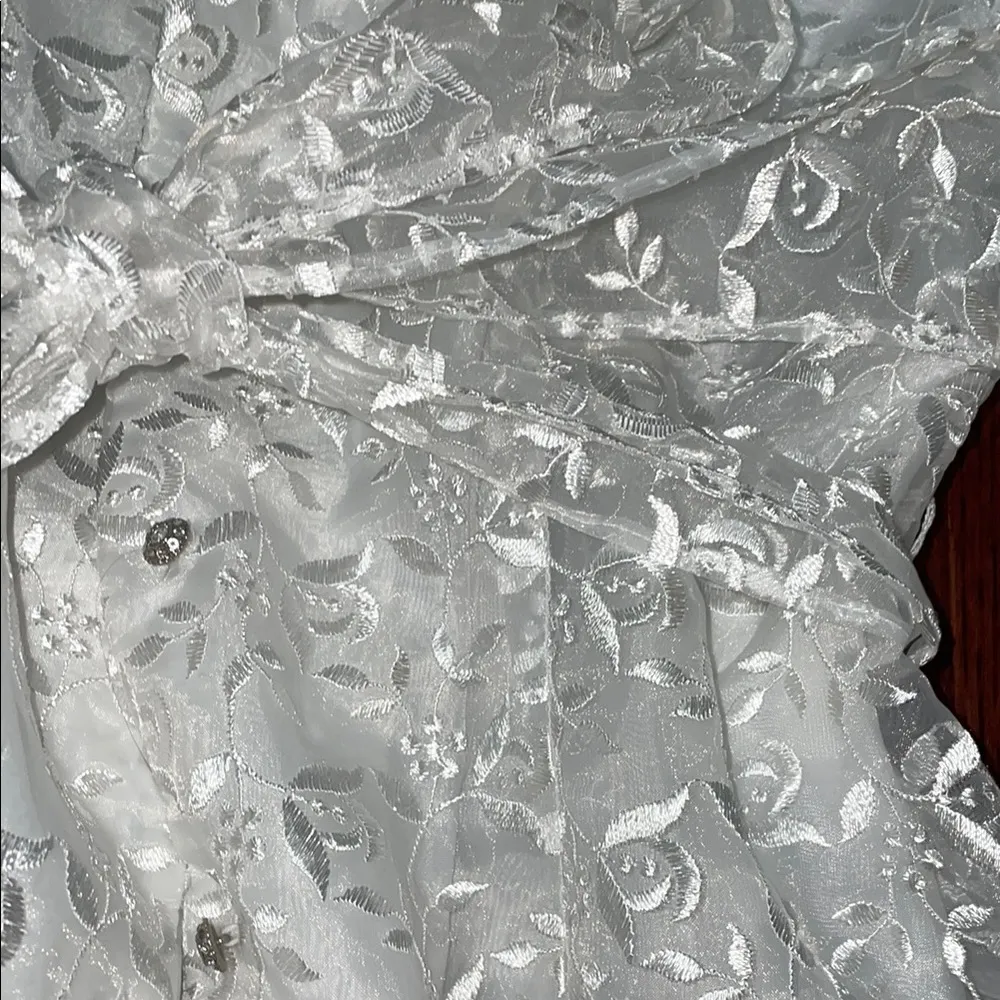 Vintage MSK White Blazer with Elegant Lace Detailing - Image 7