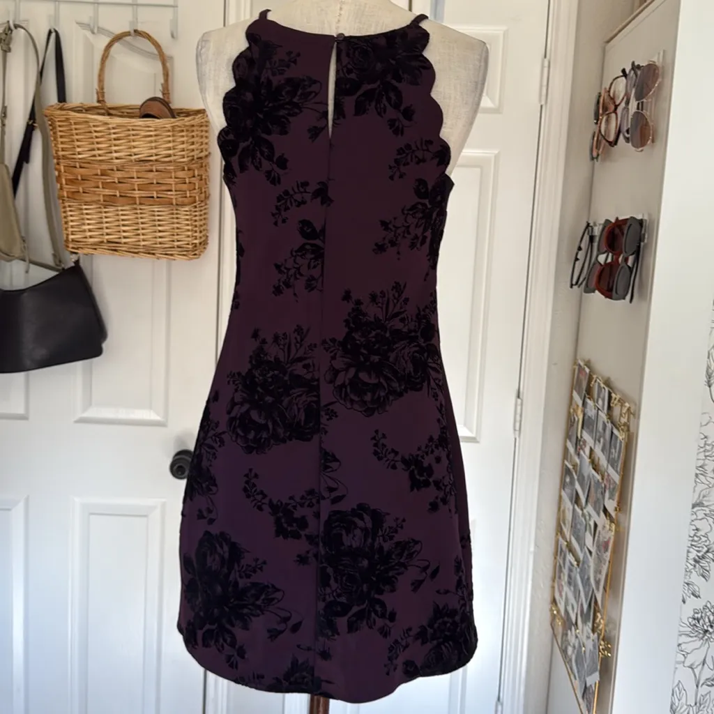 Y2k vintage purple velvet rose mini dress - Image 10