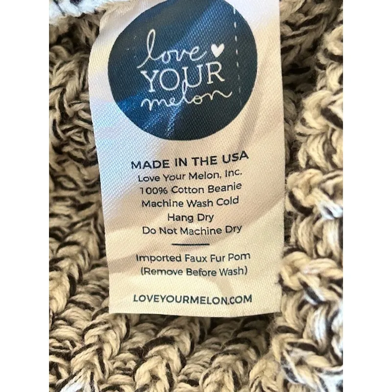 Love Your Melon USA Knit Beanie – 100% Cotton Marled Black/White - Image 4