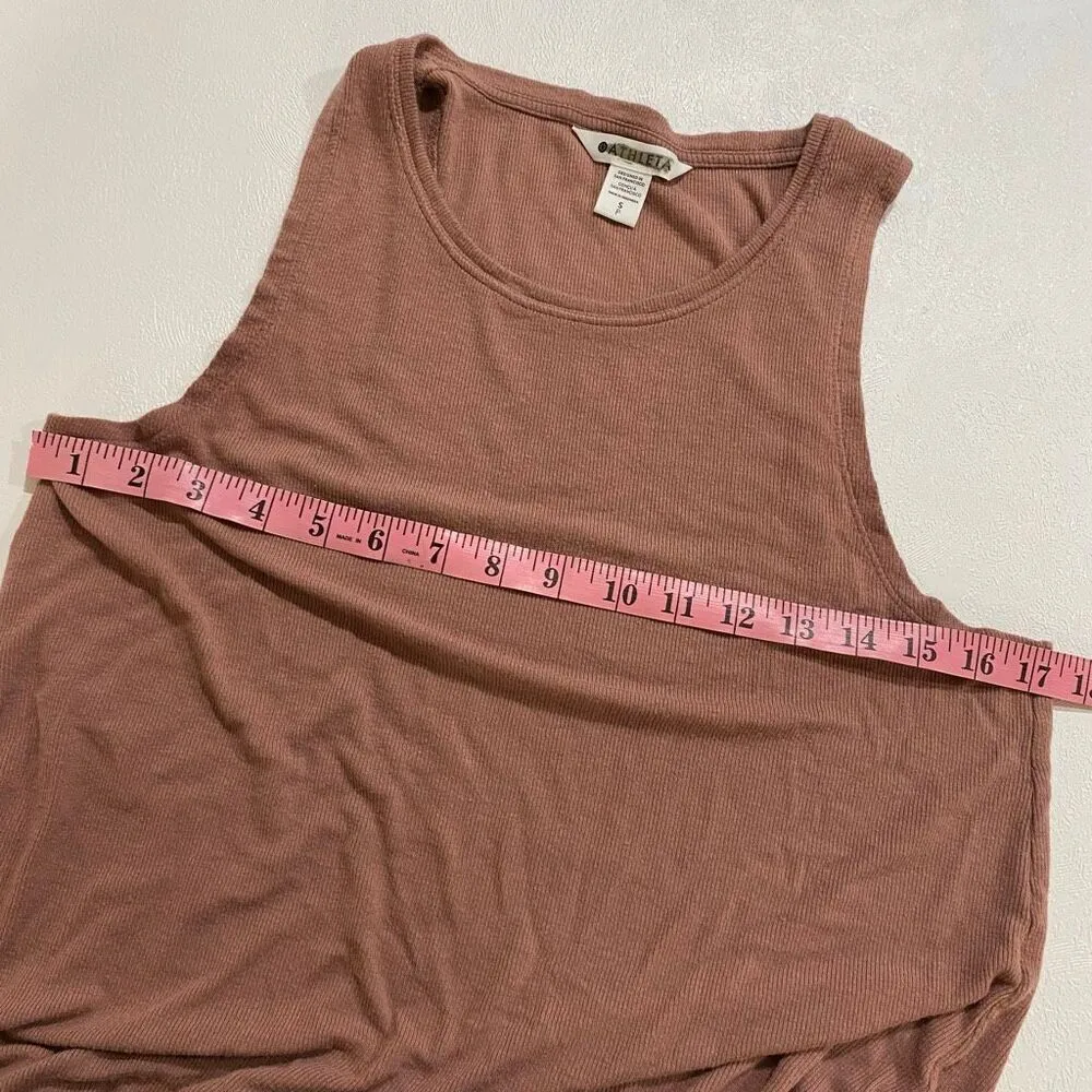 Athleta Sleeveless Tank Top Small Terracotta Brown Lightweight Lounge Activewear - Image 3
