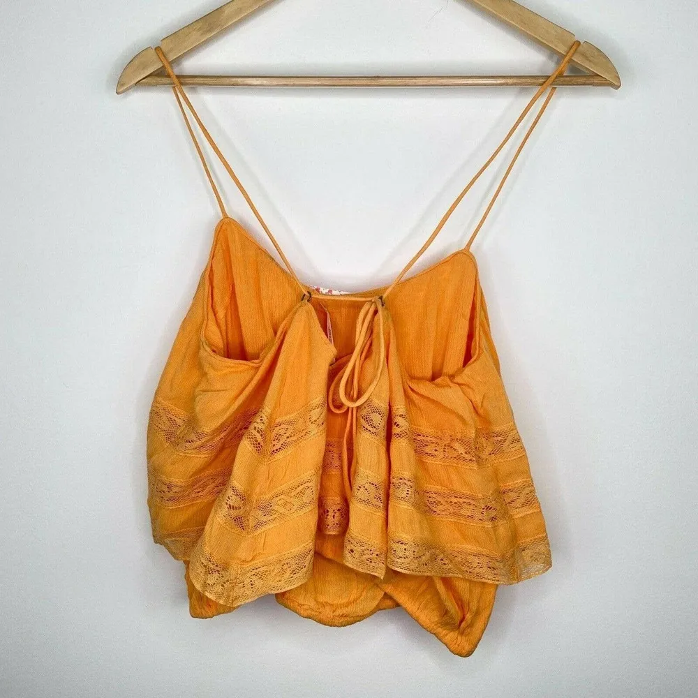 Free People Home Again Tie Back Crop Camisole in Cantaloupe Women’s Size Small - Image 6