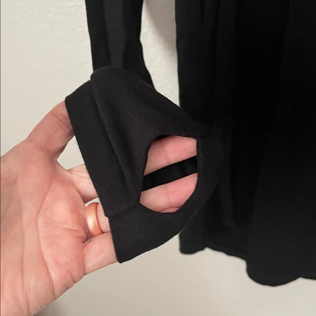 Six / Fifty black long sleeve jersey knit shirt thumb holes S - Image 4