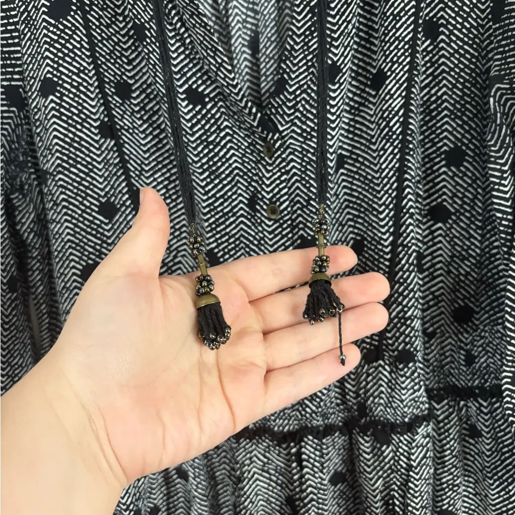 Maeve by Anthropologie Dress Galen Black White Print Pockets 3/4 Sleeves Medium - Image 3