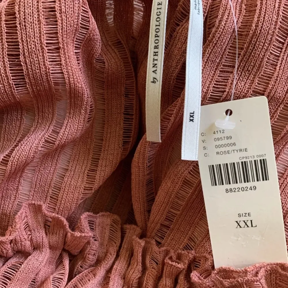 By Anthropologie Sheer Striped Blouse Top plus XXL 2X NEW BOHO rose long sleeve - Image 10