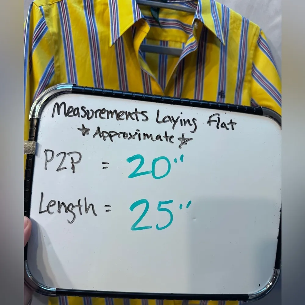 Lauren Ralph Lauren Exclusive Women's Bright Yellow Striped Button Up Petite M Size undefined - Image 2