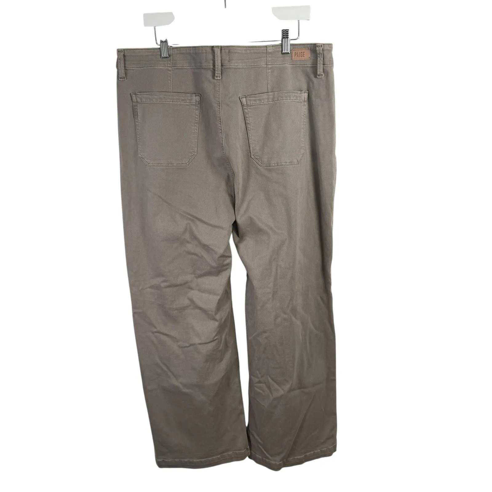 Paige Carly Wide Leg Ankle Jeans Vintage Moss Taupe Drawstring Womens 34 - Image 5