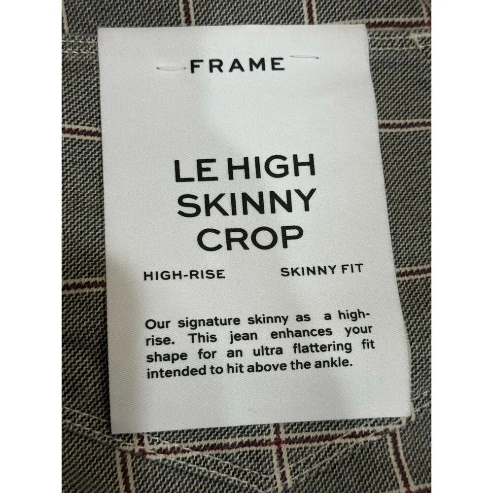 NWT FRAME Le High Skinny Cropped Jeans in Window Pane Plaid Gray size 26 W 25L - Image 8