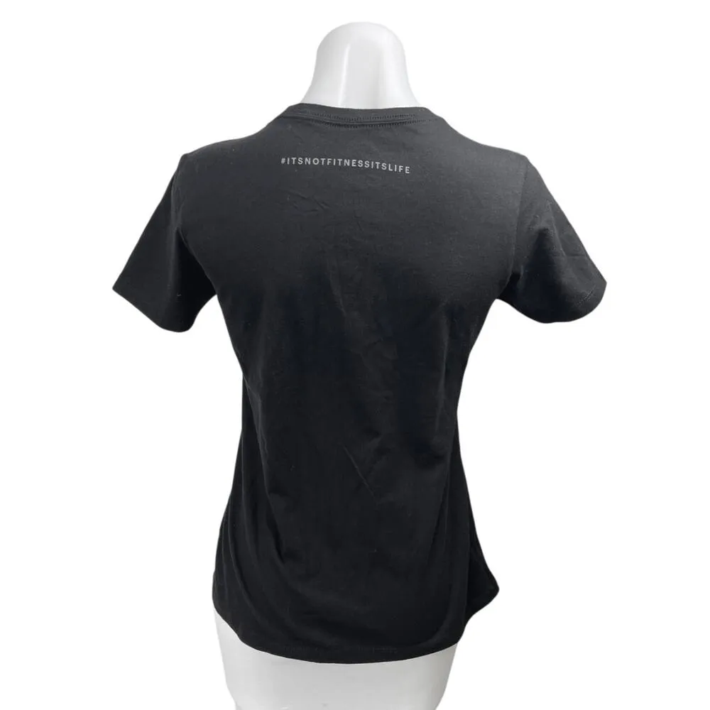 Equinox Women's Black Short Sleeve Crew Neck Knit Slim Fit Tee T - Image 2