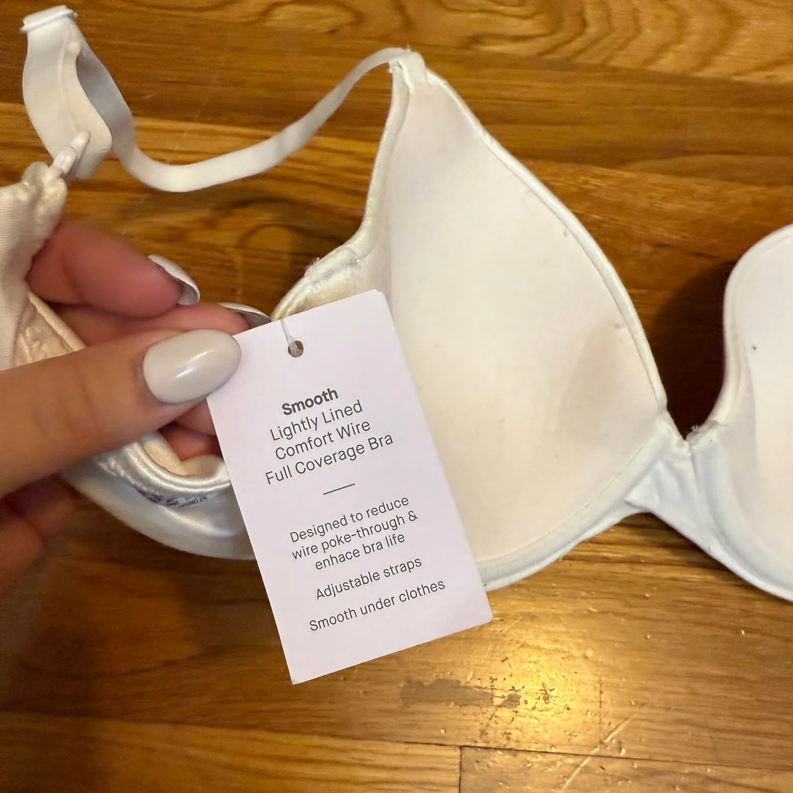 Auden Womens 32C White Nylon Bra Smooth Lightly Lined Comfort Wire Full Coverage Size undefined - Image 6