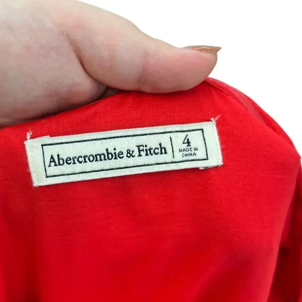 Abercrombie and Fitch Dress Sheath Tie Off the Shoulder Linen Blend Red Size 4‎ - Image 14