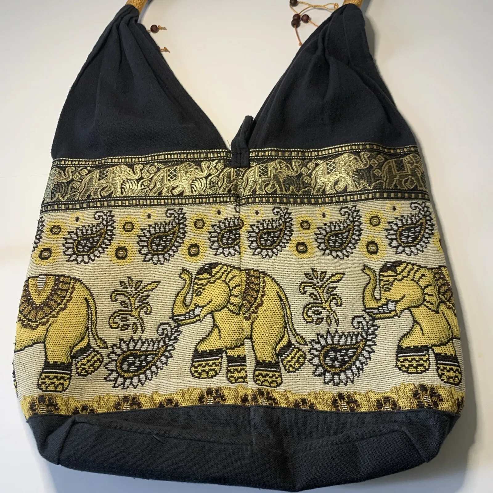 Handcrafted Elephant Shoulder Bag Boho Hippie Hobo Purse Embroidered Artisan - Image 10