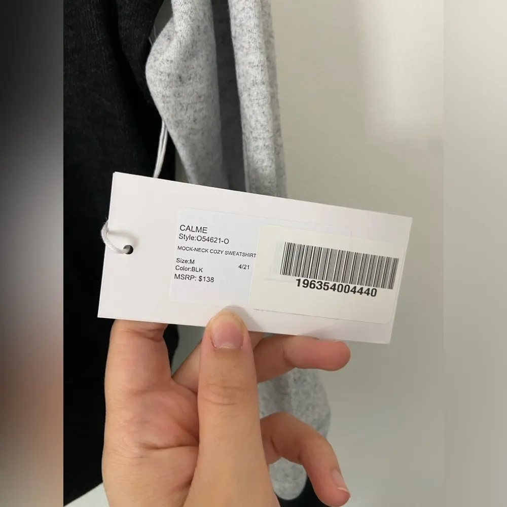 NWT Johnny Was Calme Mock Neck Cozy Sweatshirt Size M Gray/ Black - Image 2