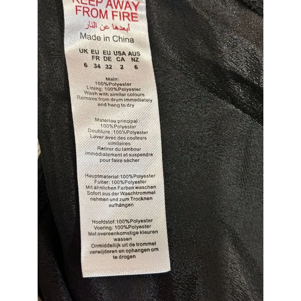 PrettyLittleThing Dress Black Pleated Draped Midi US 2 - Image 8