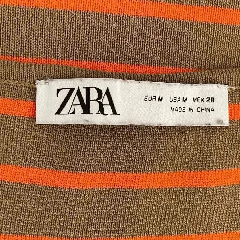 Zara Womens Brown Orange Viscose Stripes Knit Layering Tank Top SZ M # 1168 - Image 8