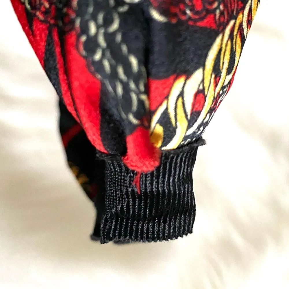 Zebra Chain Print Knotted Headband Red - Image 7