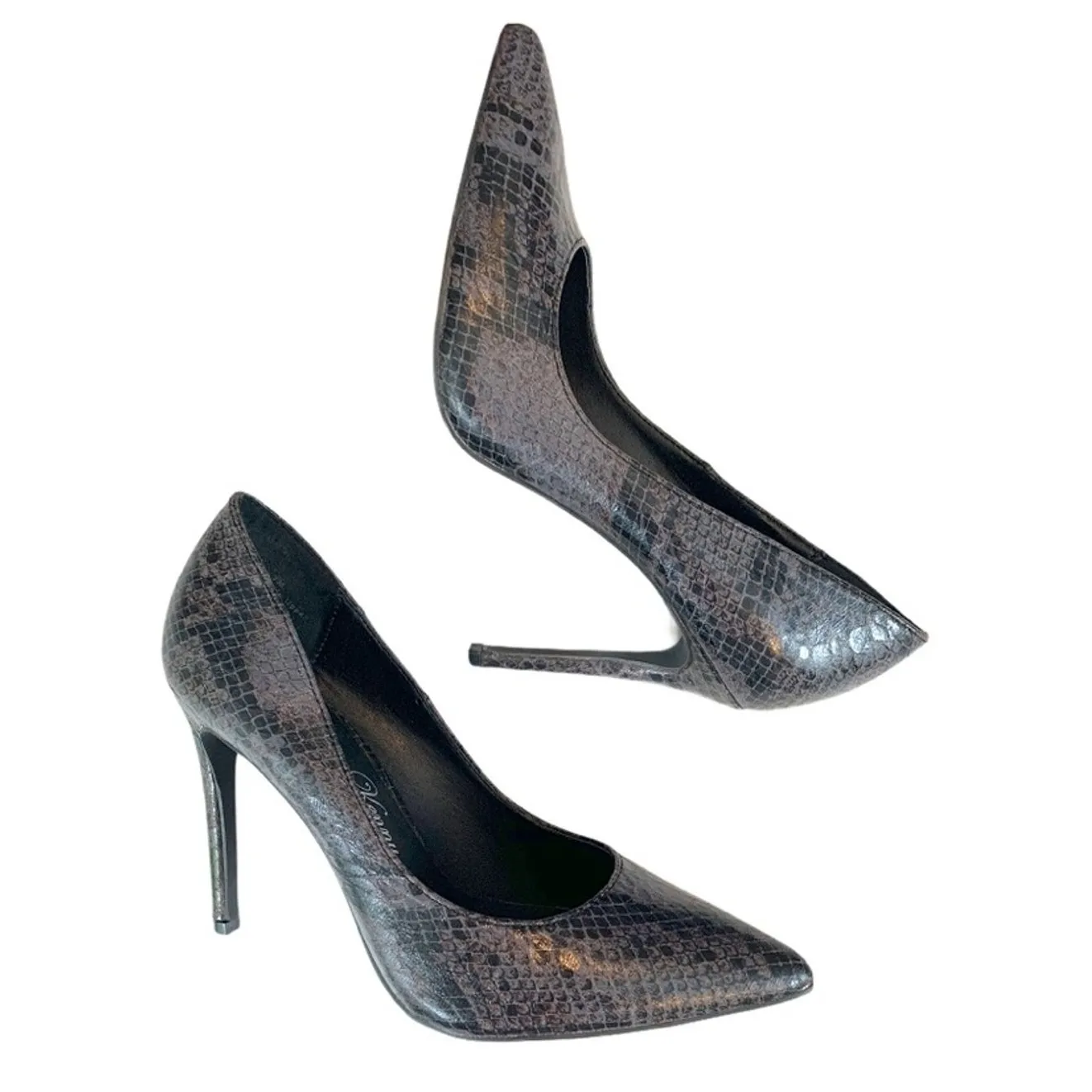 Penny Loves Kenny Women's Pumps Gray Black Snake Print High Heels Size 7M - Image 6