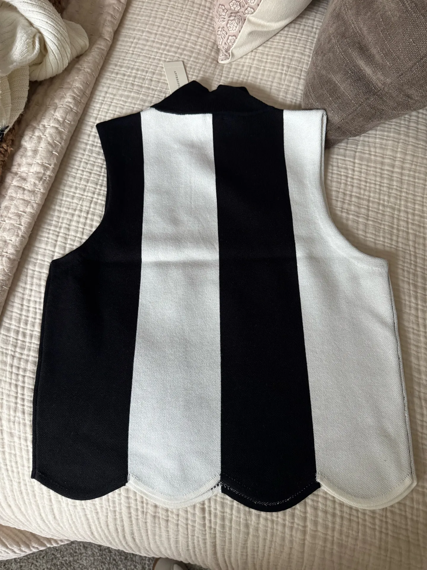 Maeve Black and white striped Scalloped Turtleneck Sweater - Image 6