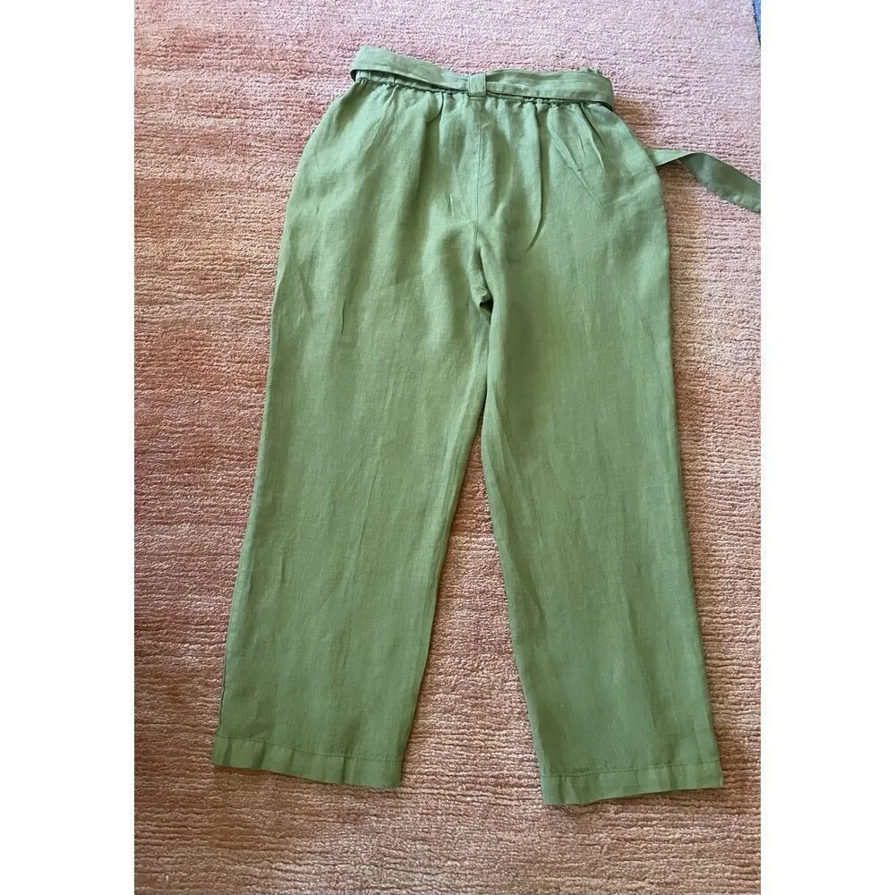 C&C California Green Linen Pants Women’s M Medium Tie Waist High Rise Pants - Image 8
